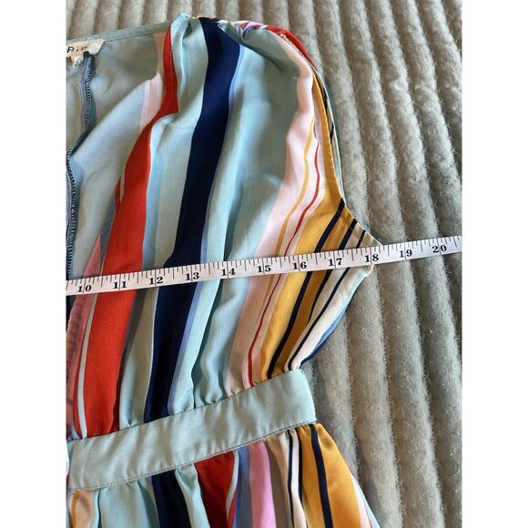 Bibi Women's Junior Dress Size Medium Button Front Multicolor Striped Midi - Picture 10 of 10